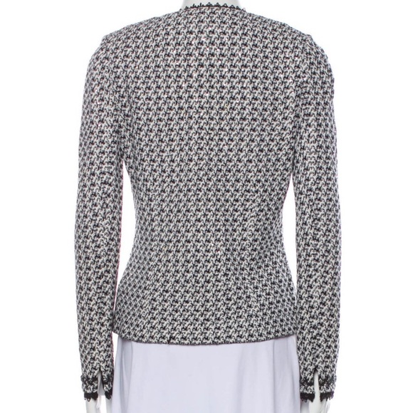 St. John Evening Sparkling Black & White Jacket with Lace & Sequin Accents Sz. 4 - Picture 3 of 4